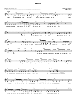 page one of Amanda (Lead Sheet / Fake Book)