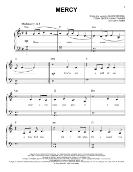 page one of Mercy (Very Easy Piano)