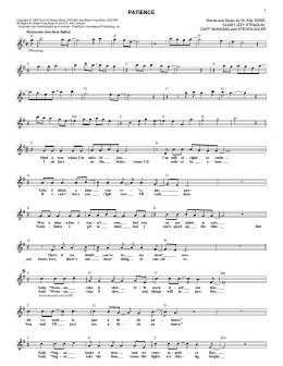 page one of Patience (Lead Sheet / Fake Book)