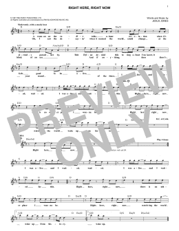 page one of Right Here, Right Now (Lead Sheet / Fake Book)