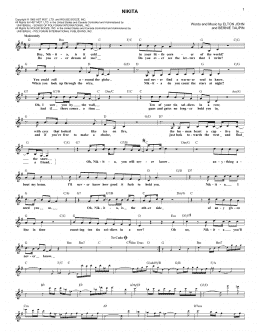 page one of Nikita (Lead Sheet / Fake Book)