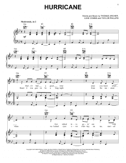 page one of Hurricane (Piano, Vocal & Guitar Chords (Right-Hand Melody))