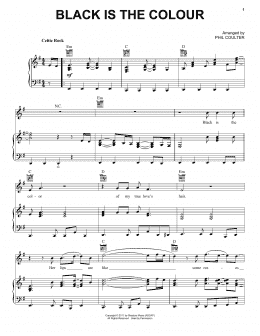 page one of Black Is The Colour (Piano, Vocal & Guitar Chords (Right-Hand Melody))