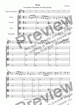 page one of Aria for Soprano Saxophone & String Quartet