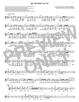 page one of Say You Won't Let Go (Lead Sheet / Fake Book)