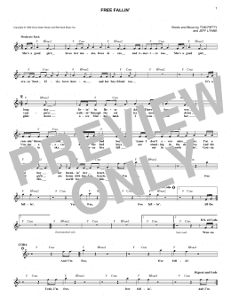 page one of Free Fallin' (Lead Sheet / Fake Book)