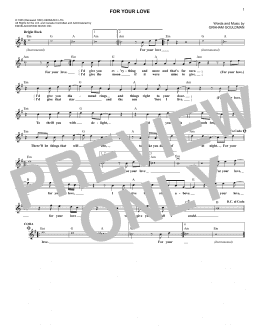 page one of For Your Love (Lead Sheet / Fake Book)