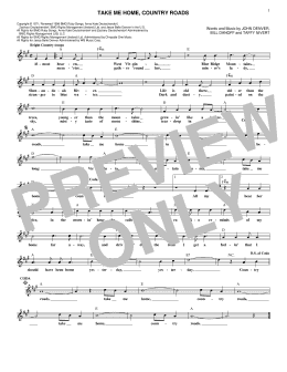 page one of Take Me Home, Country Roads (Lead Sheet / Fake Book)