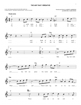 page one of The Air That I Breathe (Easy Lead Sheet / Fake Book)