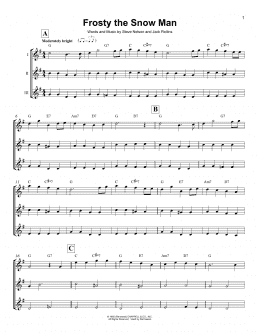 page one of Frosty The Snow Man (Ukulele Ensemble)