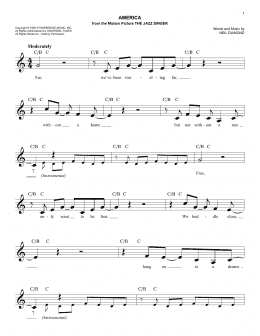 page one of America (Easy Lead Sheet / Fake Book)