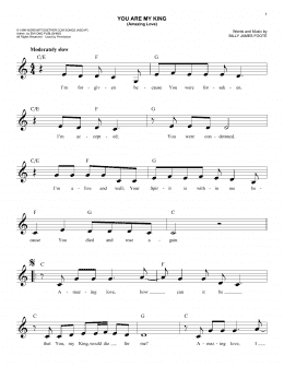 page one of You Are My King (Amazing Love) (Easy Lead Sheet / Fake Book)