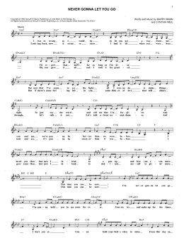 page one of Never Gonna Let You Go (Lead Sheet / Fake Book)