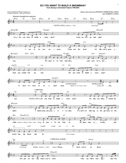 page one of Do You Want To Build A Snowman? (from Frozen) (Lead Sheet / Fake Book)