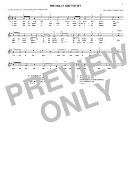 page one of The Holly And The Ivy (Lead Sheet / Fake Book)