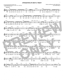 page one of Straighten Up And Fly Right (Lead Sheet / Fake Book)