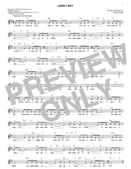 page one of Lonely Boy (Lead Sheet / Fake Book)