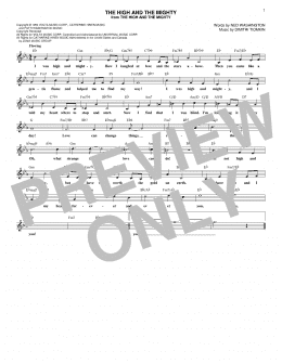 page one of The High And The Mighty (Lead Sheet / Fake Book)