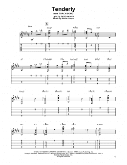 page one of Tenderly (Solo Guitar)