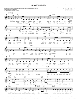 page one of We Give You Glory (Easy Lead Sheet / Fake Book)