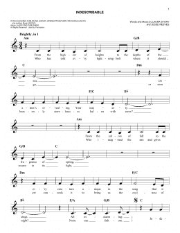 page one of Indescribable (Easy Lead Sheet / Fake Book)