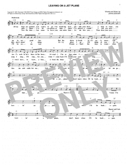 page one of Leaving On A Jet Plane (Lead Sheet / Fake Book)