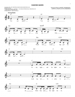 page one of Dancing Queen (Easy Lead Sheet / Fake Book)