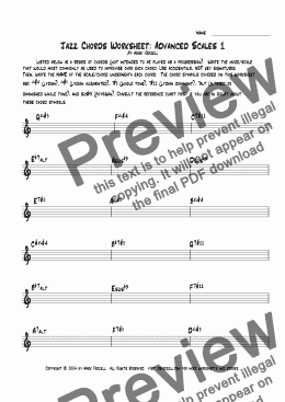 page one of Jazz Advanced Scales 1 Worksheet
