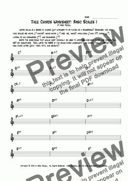 page one of Jazz Basic Scales 1 Worksheet