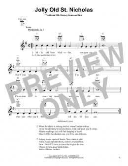 page one of Jolly Old St. Nicholas (Ukulele)