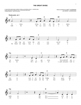 page one of The Great Divide (Easy Lead Sheet / Fake Book)