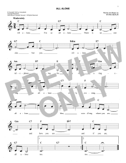 page one of All Alone (Easy Lead Sheet / Fake Book)