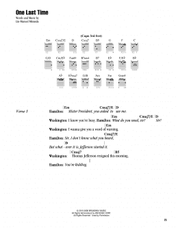 page one of One Last Time (from Hamilton) (Guitar Chords/Lyrics)