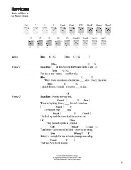 page one of Hurricane (from Hamilton) (Guitar Chords/Lyrics)