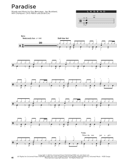 page one of Paradise (Drum Chart)