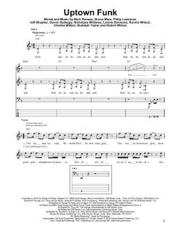 page one of Uptown Funk (feat. Bruno Mars) (Bass Guitar Tab)