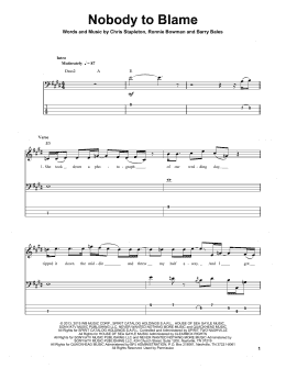 page one of Nobody To Blame (Bass Guitar Tab)