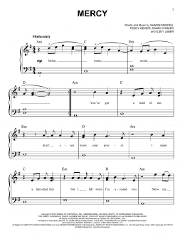 page one of Mercy (Easy Piano)