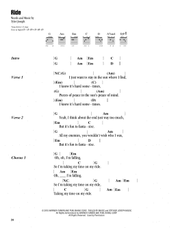 page one of Ride (Guitar Chords/Lyrics)