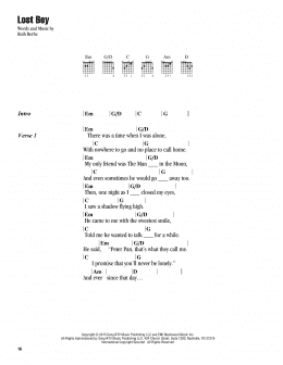 page one of Lost Boy (Guitar Chords/Lyrics)