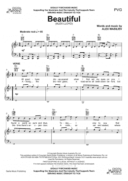 page one of Beautiful (Piano, Vocal & Guitar Chords (Right-Hand Melody))