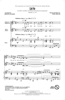 page one of Call Me (SSAA Choir)