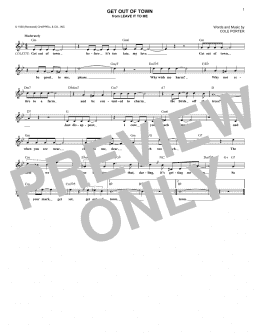 page one of Get Out Of Town (Lead Sheet / Fake Book)