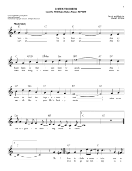 page one of Cheek To Cheek (Easy Lead Sheet / Fake Book)