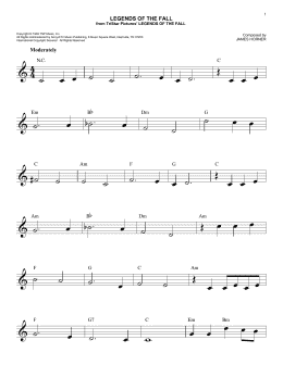 page one of Legends Of The Fall (Easy Lead Sheet / Fake Book)