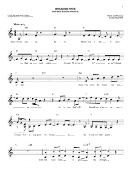 page one of Breaking Free (from High School Musical) (Easy Lead Sheet / Fake Book)