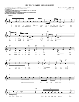 page one of How Can You Mend A Broken Heart (Easy Lead Sheet / Fake Book)