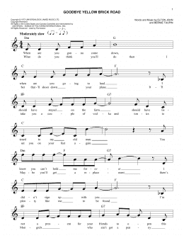 page one of Goodbye Yellow Brick Road (Easy Lead Sheet / Fake Book)