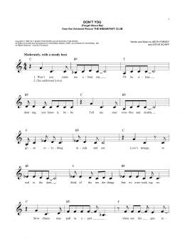 page one of Don't You (Forget About Me) (Easy Lead Sheet / Fake Book)