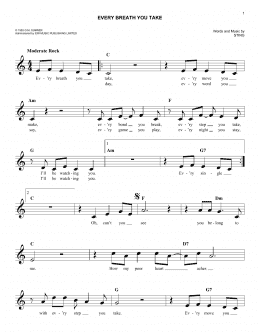 page one of Every Breath You Take (Easy Lead Sheet / Fake Book)